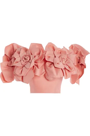 AJE Etta Off-The-Shoulder Floral-Appliquéd Taffeta Crop Top - - AU 4 - Moda Operandi