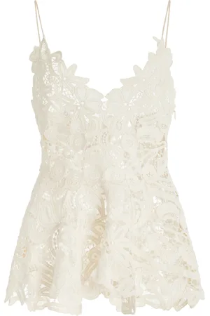 ULLA JOHNSON Lotta Linen Lace Tank Top - - US 8 - Moda Operandi