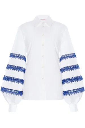Carolina Herrera Embroidered Cotton Poplin Shirt - - US 14 - Moda Operandi