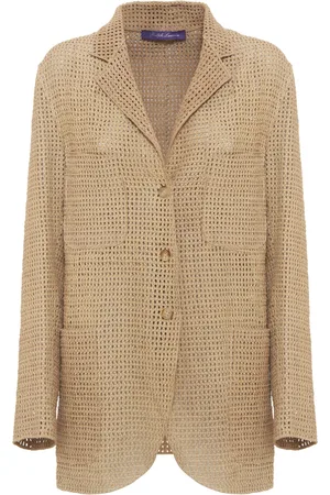 Ralph Lauren Lydia Open-Knit Leather Blazer - - US 8 - Moda Operandi