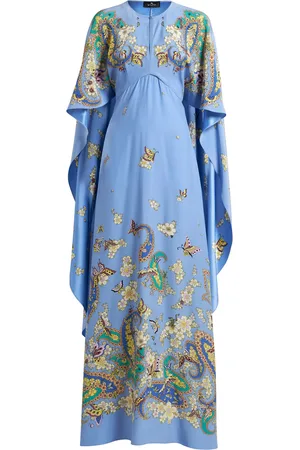 Etro Cape-Detailed Silk Maxi Dress - - IT 42 - Moda Operandi