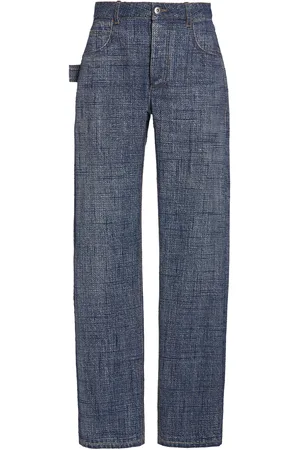 Bottega Veneta Denim-Print Straight-Leg Trousers - - IT 36 - Moda Operandi