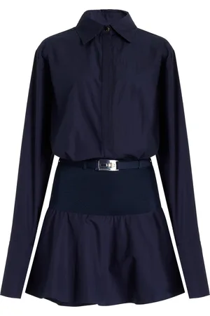 BRANDON MAXWELL The Irene Contrast-Panel Cotton Mini Shirtdress - - US 8 - Moda Operandi