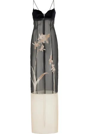 Ludovic De Saint Sernin Isabella Appliquéd Organdy Bustier Maxi Dress - Black/white - S - Moda Operandi