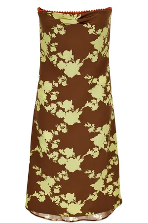 VERSACE Floral Strapless Silk Satin Knee-Length Dress - - IT 40 - Moda Operandi