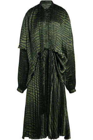 Balenciaga Draped Plissé Crepe Midi Dress - - FR 36 - Moda Operandi