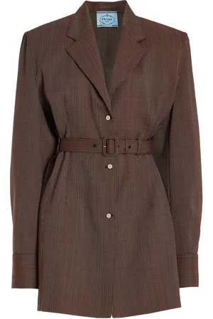 Prada Single-Breasted Pinstriped Wool Jacket - - IT 40 - Moda Operandi