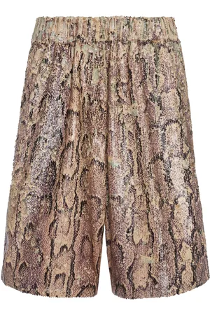 DRIES VAN NOTEN Sequined Snake-Print Cotton Poplin Wide-Leg Shorts - - XS - Moda Operandi