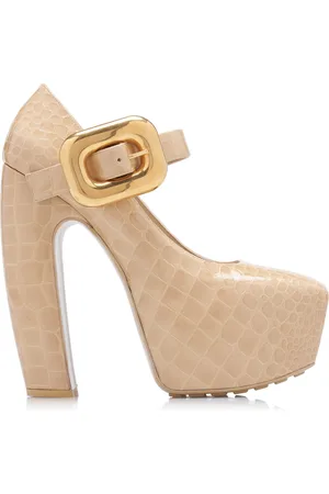 Bottega Veneta Croc-Embossed Leather Mary-Jane Platform Pumps - - IT 34 - Moda Operandi