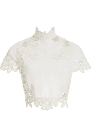 Cult Gaia Filippa Embroidered Linen Top - - US 0 - Moda Operandi