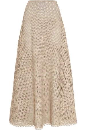 Ralph Lauren Trivelas Open-Knit Leather Maxi Skirt - - US 8 - Moda Operandi