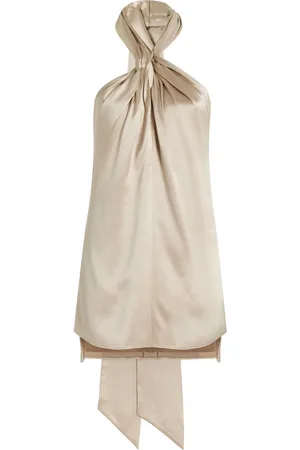 ADAM LIPPES Thalia Silk Satin Crepe Halter Top - - US 4 - Moda Operandi