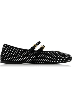 Prada Crystal-Embellished Suede Ballet Flats - - IT 36 - Moda Operandi