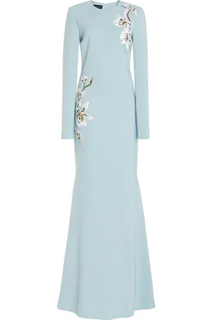 Oscar de la Renta Embroidered Cady Gown - - US 4 - Moda Operandi