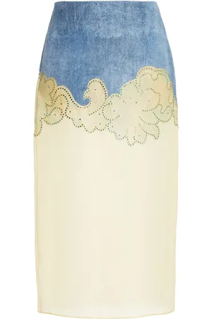 BRANDON MAXWELL The Jolie Embroidered Corduroy-Organza Midi Skirt - - US 2 - Moda Operandi