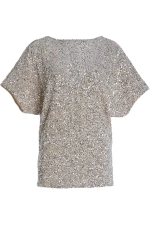 Carla Zampatti Draped Crushed-Sequin Top - - AU 6 - Moda Operandi