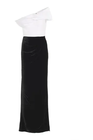 Rosie Assoulin Twisted Off-The-Shoulder Velvet Gown - Black/white - US 2 - Moda Operandi