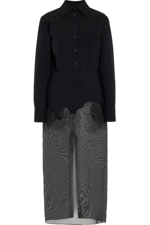 BRANDON MAXWELL The Amelie Embroidered Crepe-Silk Midi Dress - - US 0 - Moda Operandi
