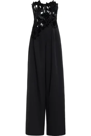 Oscar de la Renta Peony-Lace Crepe Jumpsuit - - US 8 - Moda Operandi