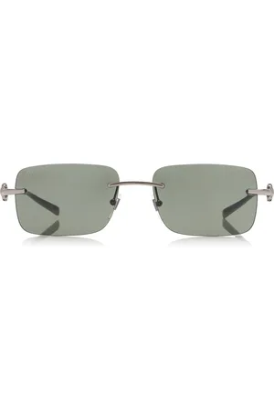 Gucci Rectangular-Frame Metal Sunglasses - - OS - Moda Operandi