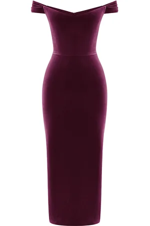 ALEX PERRY Off-The-Shoulder Velvet Corset Midi Dress - - UK 6 - Moda Operandi