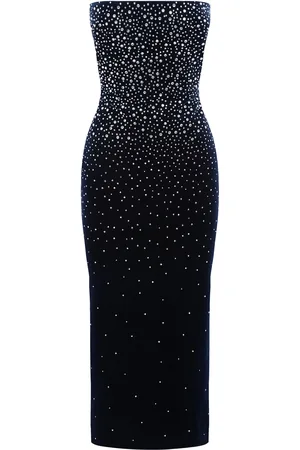 ALEX PERRY Crystal-Embellished Velvet Midi Dress - - UK 8 - Moda Operandi