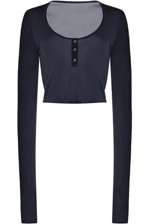 BRANDON MAXWELL The Wylder Cropped Henley Top - - XS - Moda Operandi