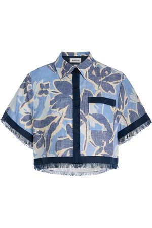Simkhai Topanga Hydrangea-Printed Linen Shirt - - XS - Moda Operandi