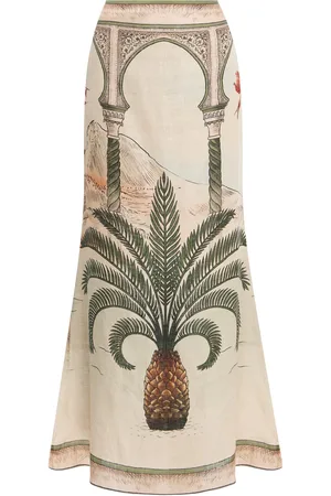 JOHANNA ORTIZ Muralla Del Sol Printed Linen Midi Skirt - - US 8 - Moda Operandi