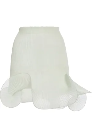 DEL CORE Plissé-Knit Silk Mini Skirt - - S - Moda Operandi