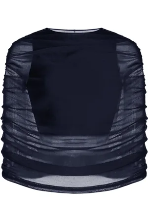 BRANDON MAXWELL The Lyra Ruched Sheer Knit Top - - XS - Moda Operandi