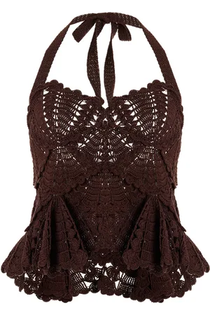 Oscar de la Renta Crocheted Cotton Halter Tank Top - - XS - Moda Operandi