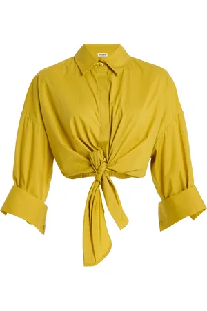 Staud Lisa Cropped Cotton Tie-Front Shirt - - XS - Moda Operandi
