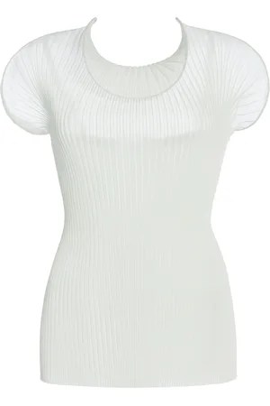 DEL CORE Plissé-Knit Silk Top - - S - Moda Operandi