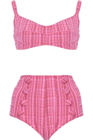 Lisa Marie Fernandez Seersucker Balconette High-Waist Bikini - - XS - Moda Operandi