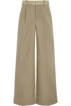 CHRISTOPHER ESBER Leather-Detailed Cotton Wide-Leg Trousers - - AU 6 - Moda Operandi