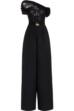 Oscar de la Renta Lace-Trimmed Grain De Poudre Wool Jumpsuit - - US 2 - Moda Operandi