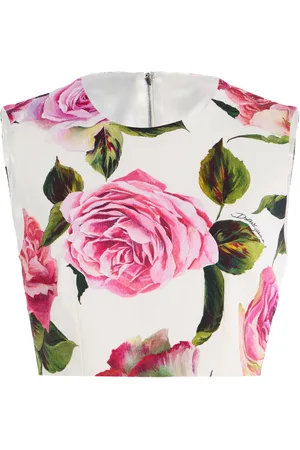 Dolce & Gabbana Rose-Print Cotton-Blend Crop Top - - IT 36 - Moda Operandi