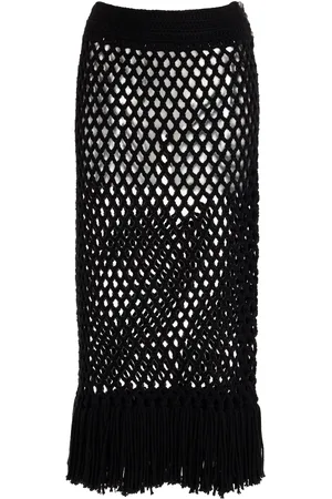 Michael Kors Hand-Knit Fishnet Cashmere Midi Skirt - - XS - Moda Operandi