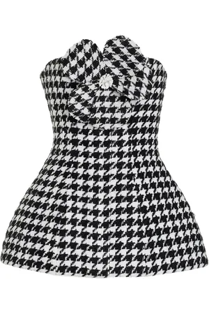 Carolina Herrera Houndstooth Tweed Peplum Top - Black/white - US 4 - Moda Operandi