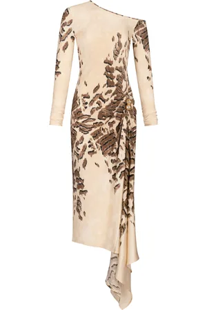 Silvia Tcherassi Tahia Asymmetric Printed Crepe Midi Dress - - XS - Moda Operandi