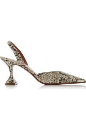 Amina Muaddi Holli Snake-Effect Leather Slingback Pumps - - IT 38 - Moda Operandi