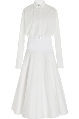 BRANDON MAXWELL The Judith Contrast-Panel Cotton Maxi Shirtdress - - US 2 - Moda Operandi