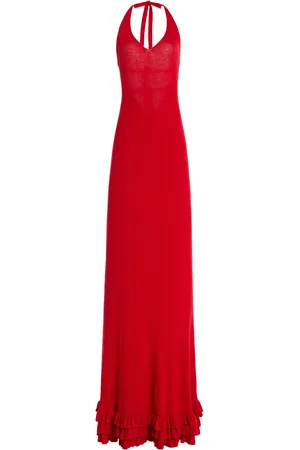 BRANDON MAXWELL Exclusive The Brighton Ruffled Cashmere Halter Maxi Dress - - XS - Moda Operandi