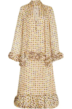ALEXIS Hilana Ruffled Polka-Dot Crepe Midi Dress - - XS - Moda Operandi