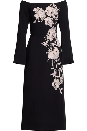 Elie saab Tulle Embroidered Off-The-Shoulder Midi Dress - - FR 38 - Moda Operandi