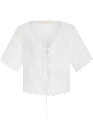 All That Remains Eta Embroidered Cotton Voile Tie-Front Top - - AU 12 - Moda Operandi