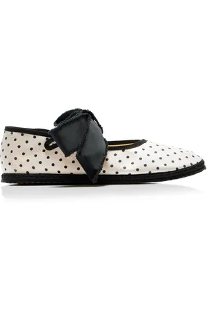 VIBI VENEZIA Exclusive Riviera Convertible Bow Polka-Dot Silk Mary Jane Flats - Black/white - IT 36 - Moda Operandi