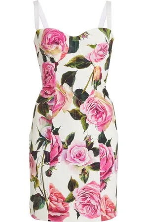 Dolce & Gabbana Floral Cotton Bustier Mini Dress - - IT 40 - Moda Operandi