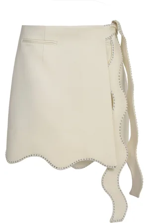 Mach & Mach Wavy Crystal-Trimmed Wool Mini Skirt - - FR 34 - Moda Operandi